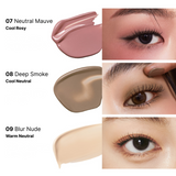 JAVIN DE SEOUL Wink Eye Shade Primer color neutral mauve, deep smoke and blur nude from shop-vivid.com